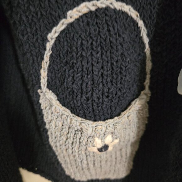 Vintage Norma& Hyla Hand Loomed In USA Unique Design Navy Cardigan Sweater Size - Picture 5 of 8